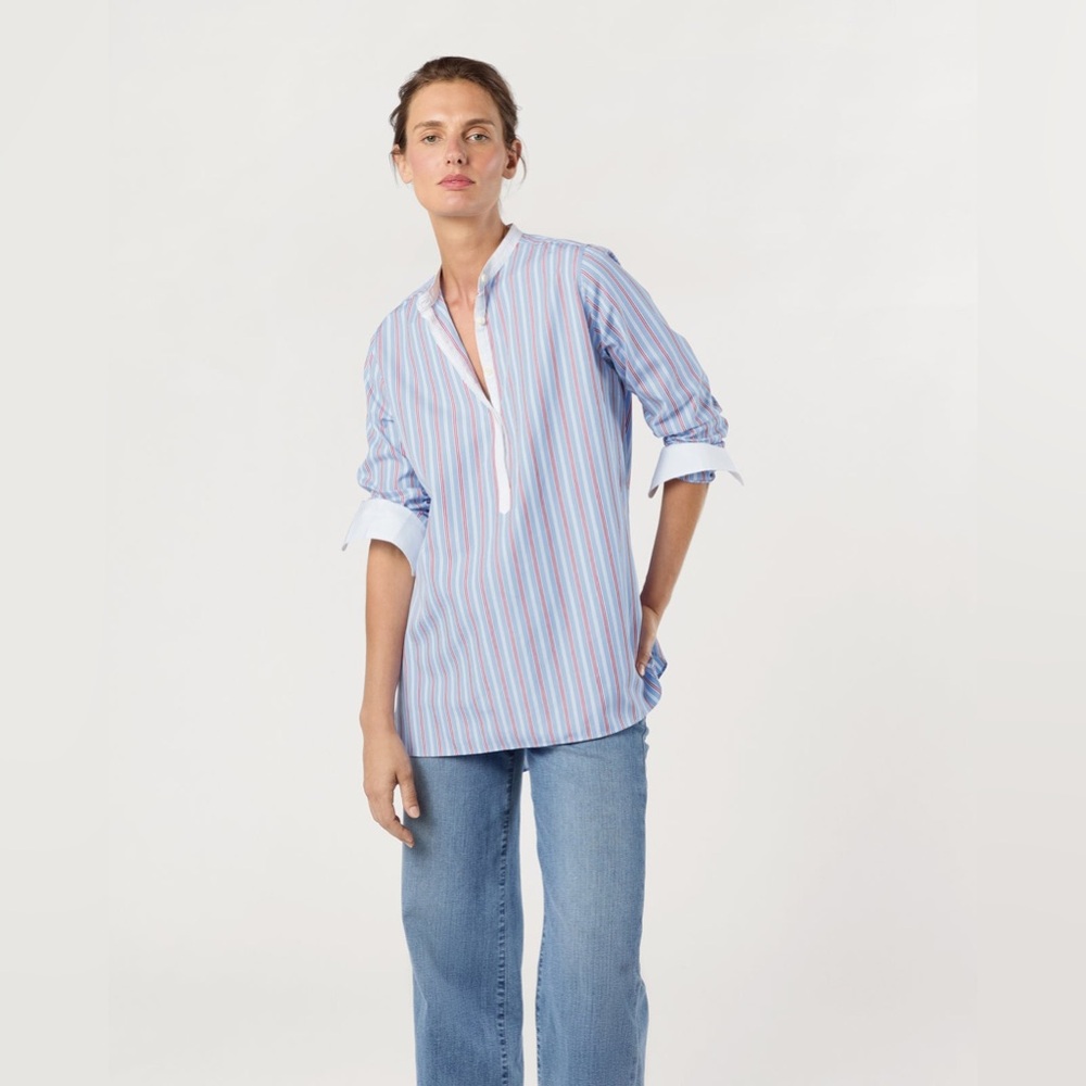 Ann Mashburn Striped Blue and Pink Women's Top - Picture 3 of 8